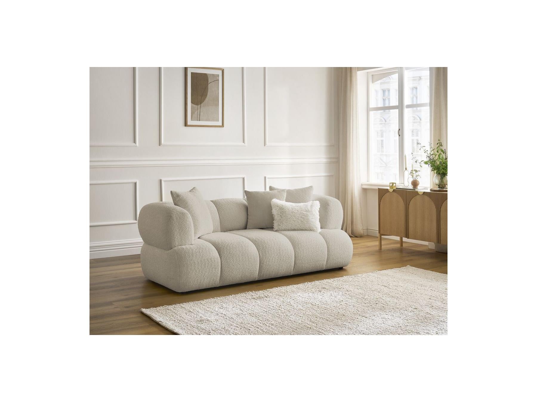 Pamira - Fixed Straight 2-Seater Sofa - Bouclé Fabric