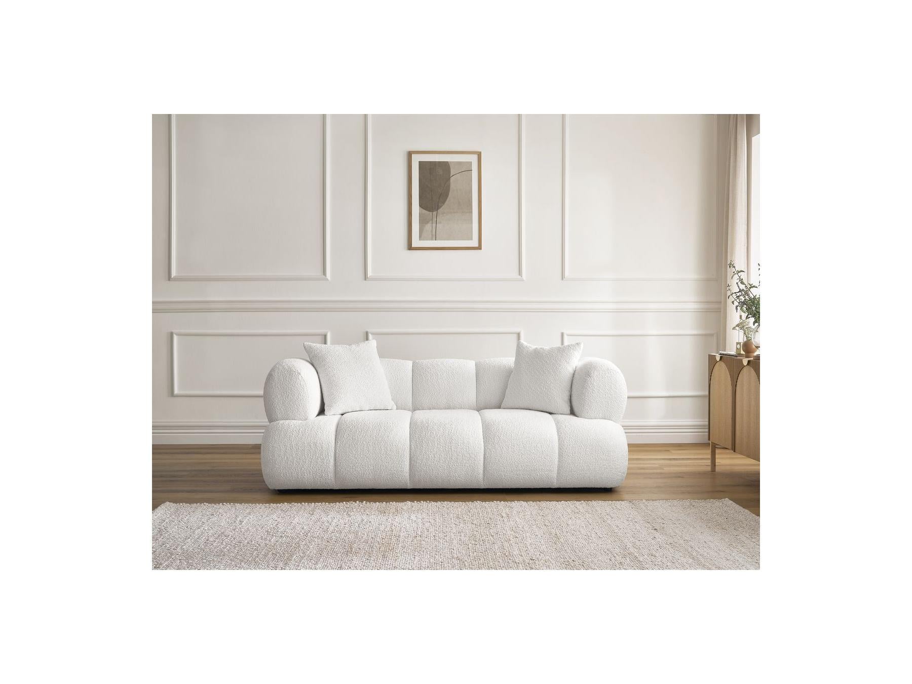 Pamira - Fixed Straight 2-Seater Sofa - Bouclé Fabric