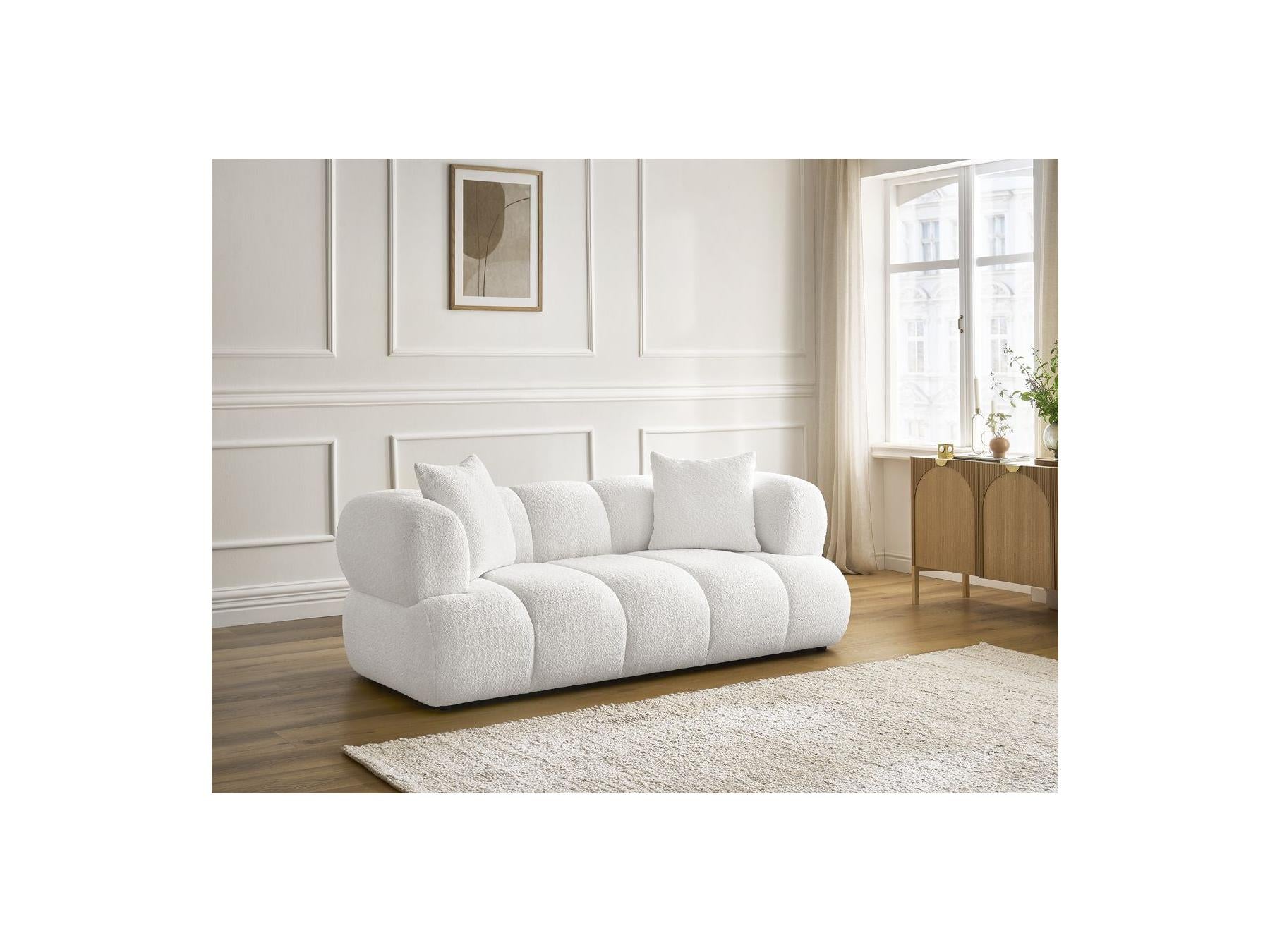 Pamira - Fixed Straight 2-Seater Sofa - Bouclé Fabric