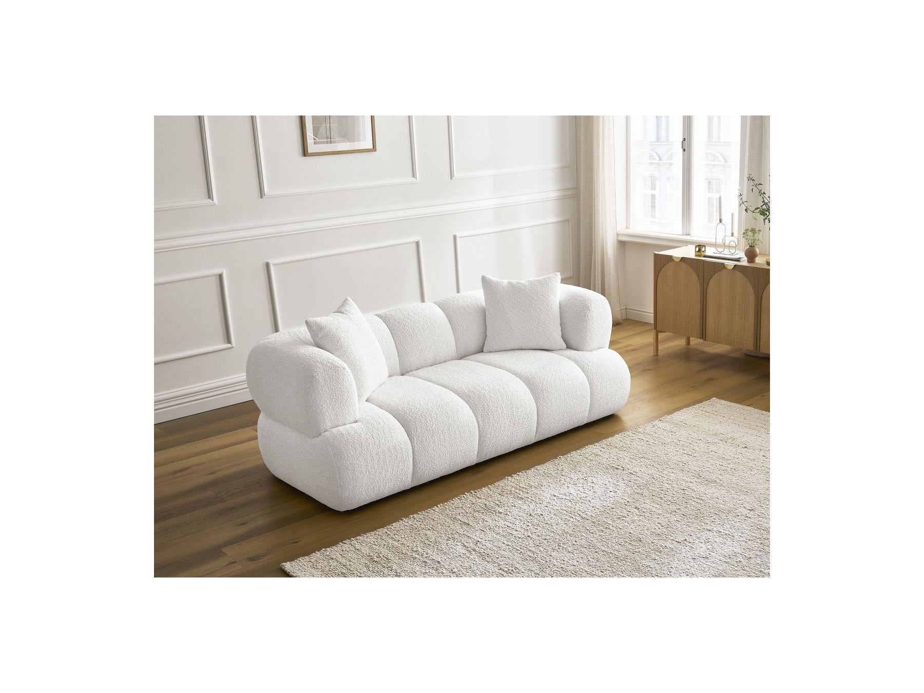 Pamira - Fixed Straight 2-Seater Sofa - Bouclé Fabric