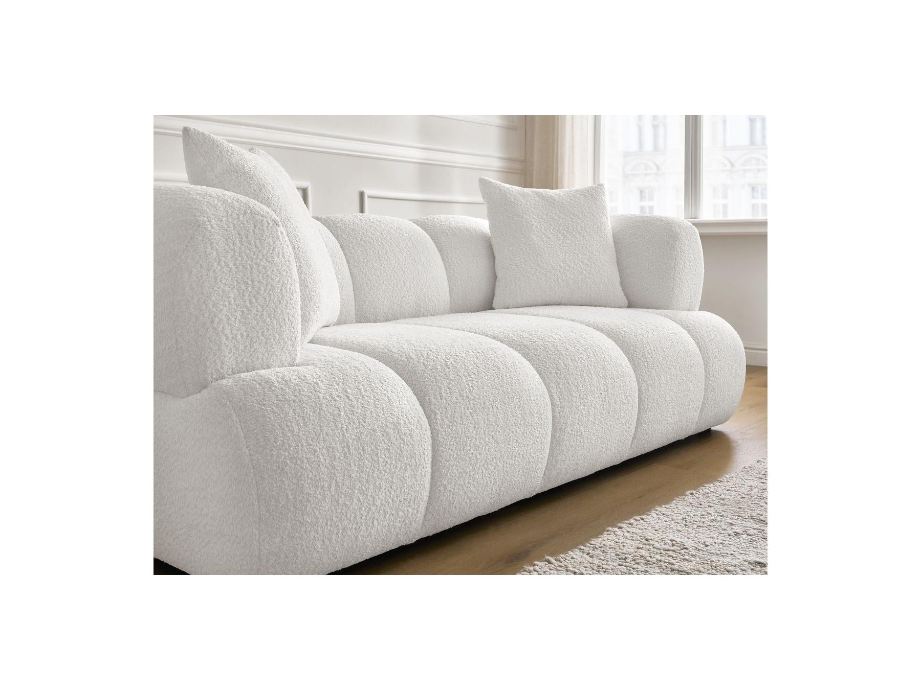 Pamira - Fixed Straight 2-Seater Sofa - Bouclé Fabric