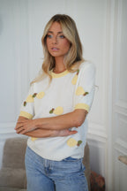 Pull Poires Maé - Blanc/Jaune