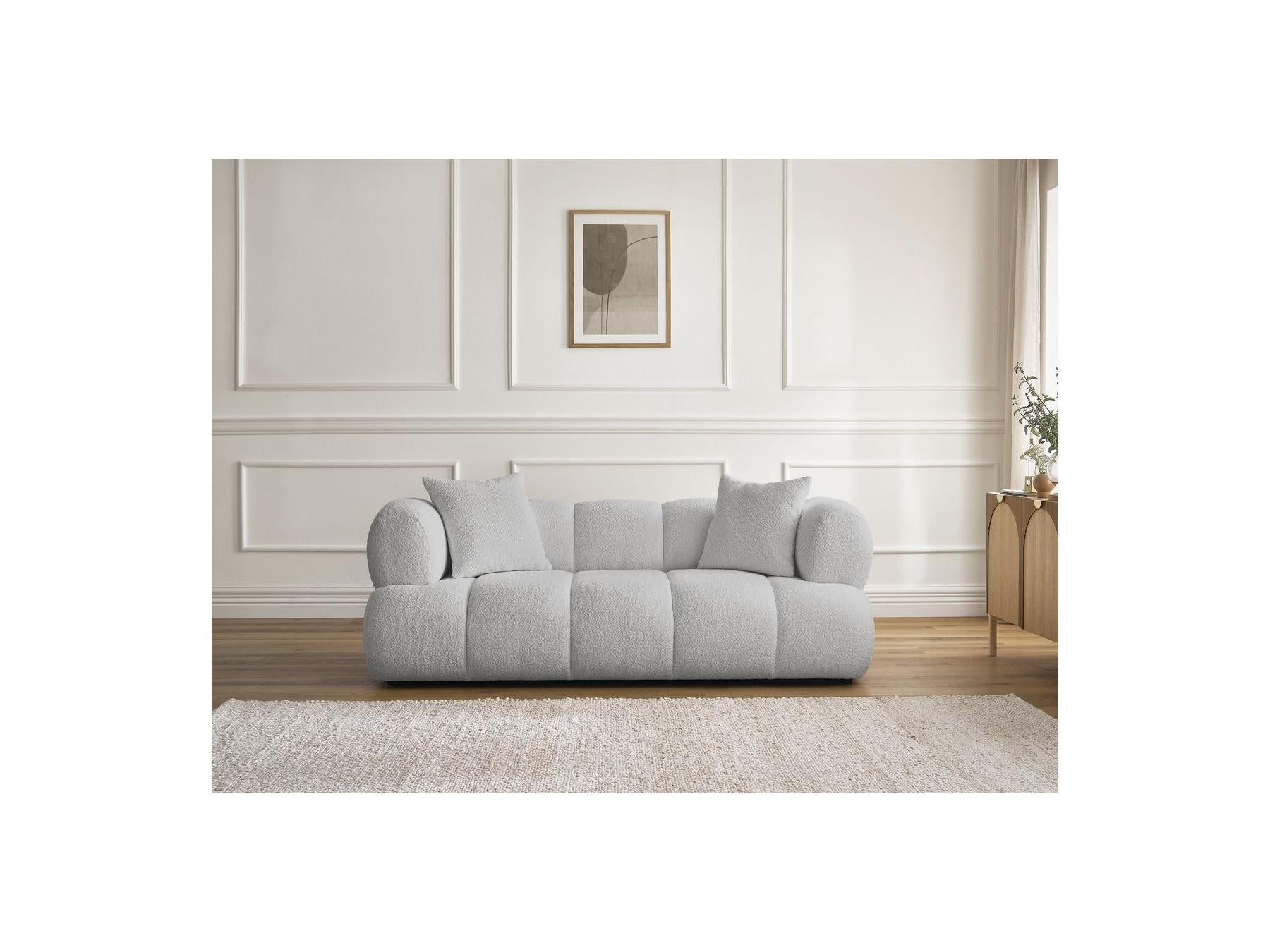 Pamira - Fixed Straight 2-Seater Sofa - Bouclé Fabric