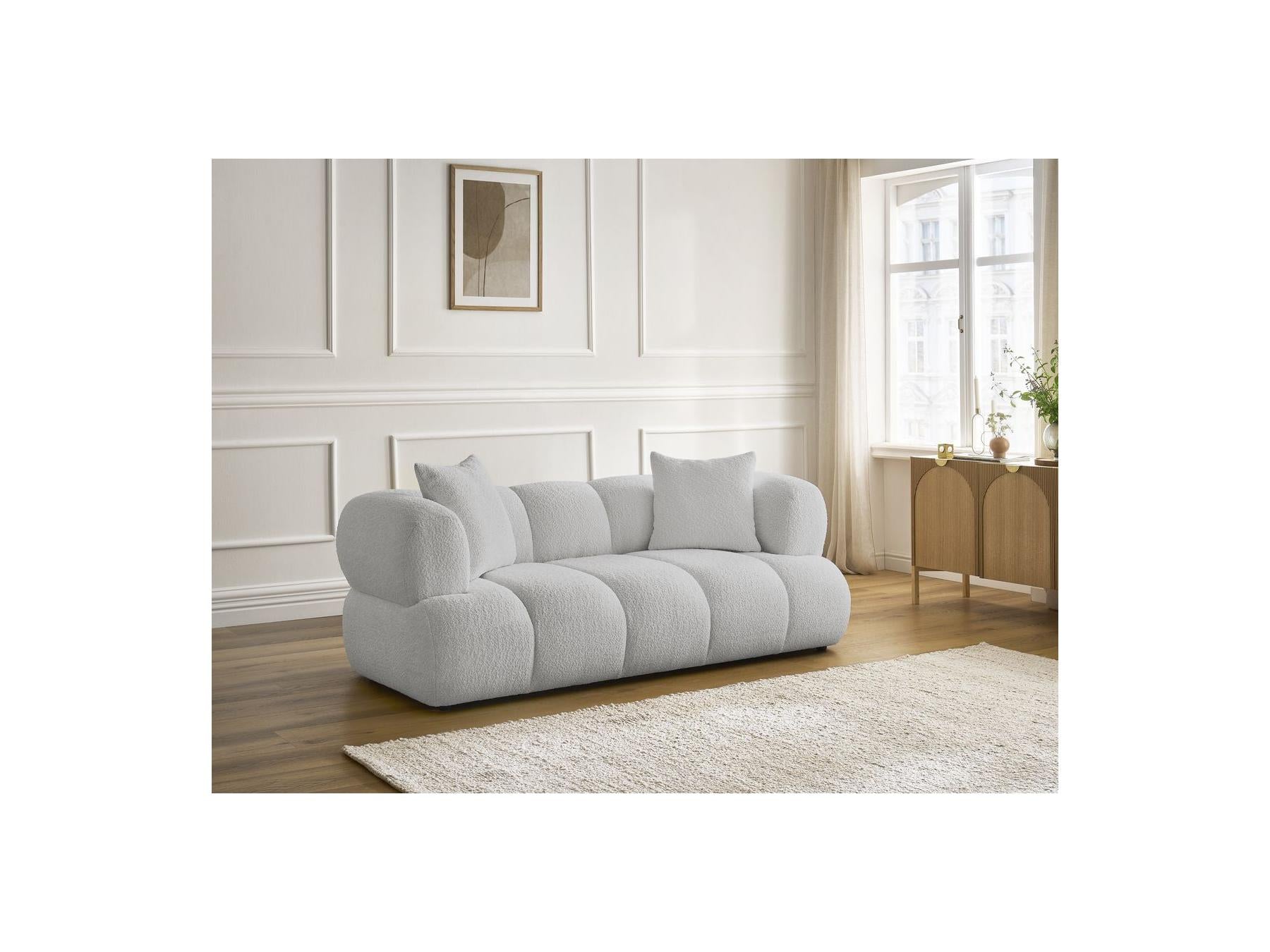 Pamira - Fixed Straight 2-Seater Sofa - Bouclé Fabric