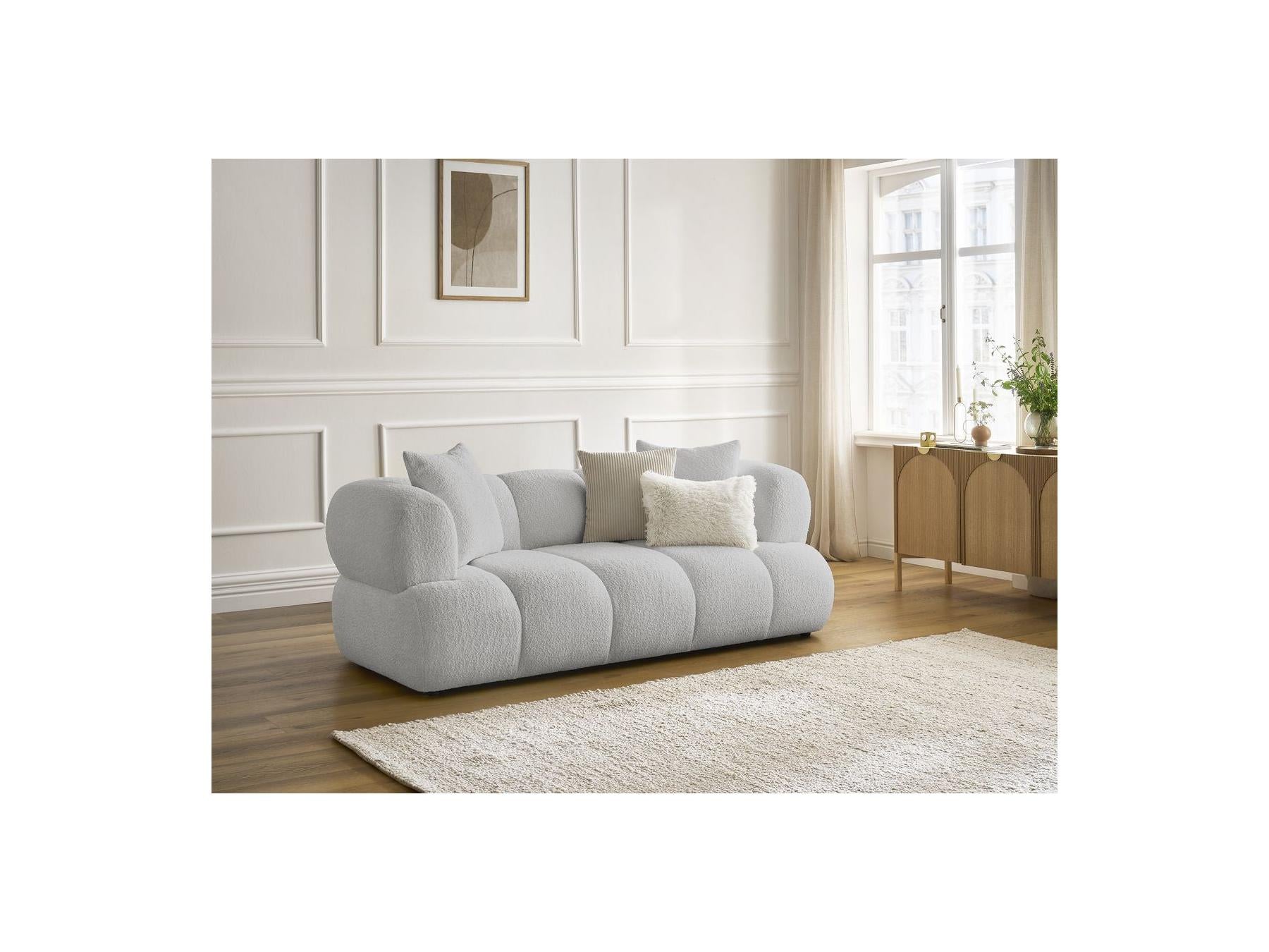 Pamira - Fixed Straight 2-Seater Sofa - Bouclé Fabric