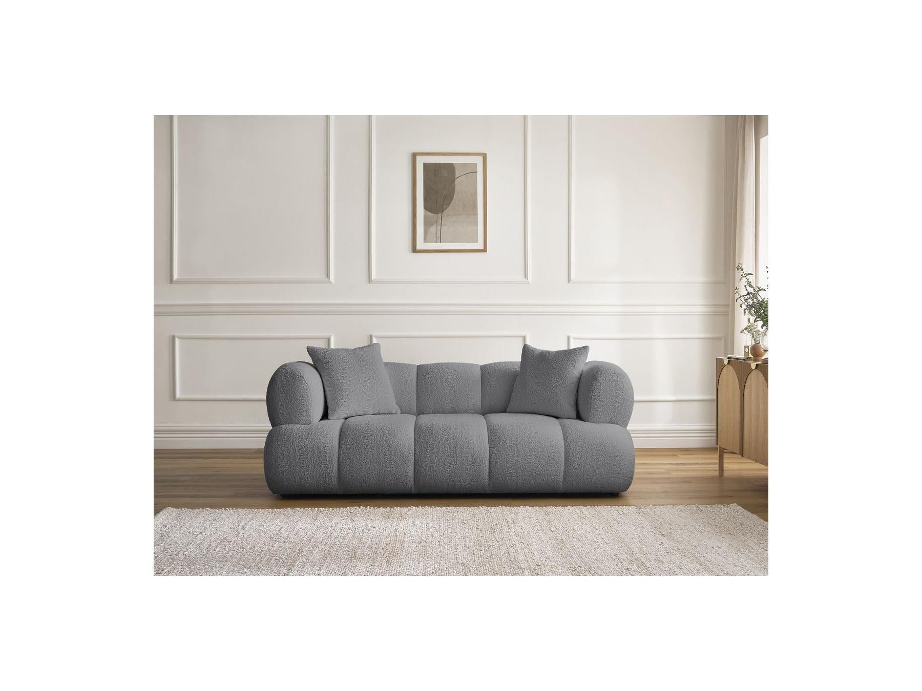 Pamira - Fixed Straight 2-Seater Sofa - Bouclé Fabric