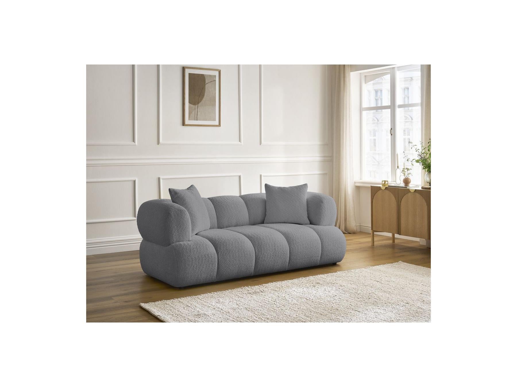 Pamira - Fixed Straight 2-Seater Sofa - Bouclé Fabric