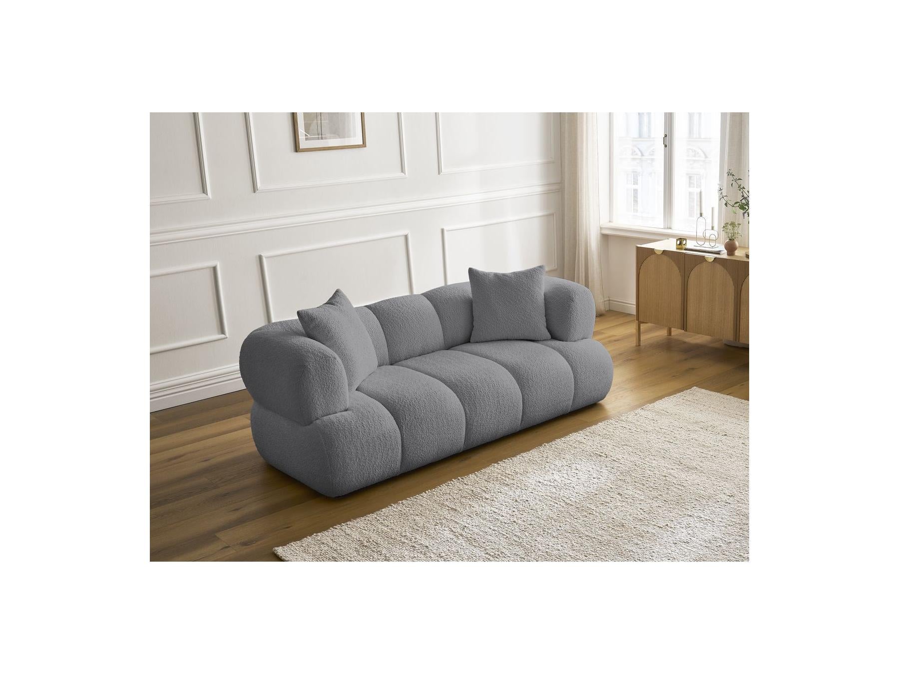 Pamira - Fixed Straight 2-Seater Sofa - Bouclé Fabric