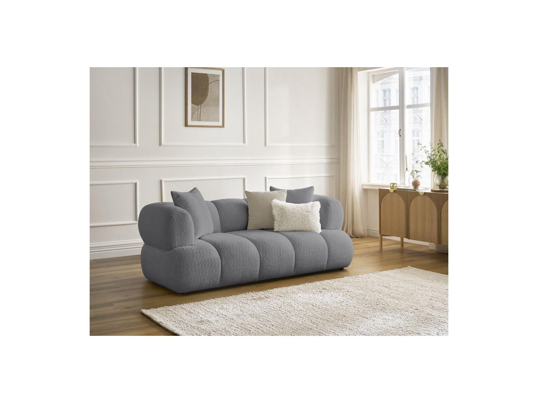 Pamira - Fixed Straight 2-Seater Sofa - Bouclé Fabric