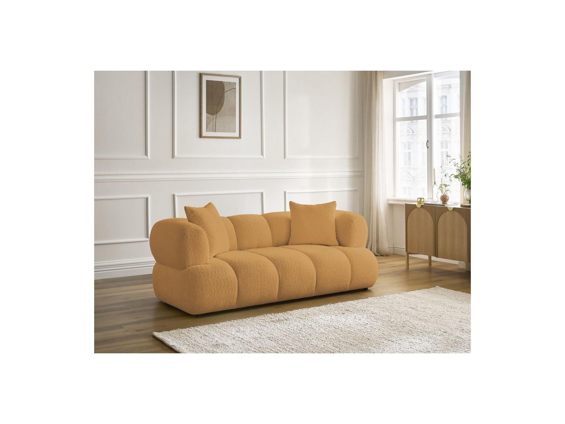 Pamira - Fixed Straight 2-Seater Sofa - Bouclé Fabric