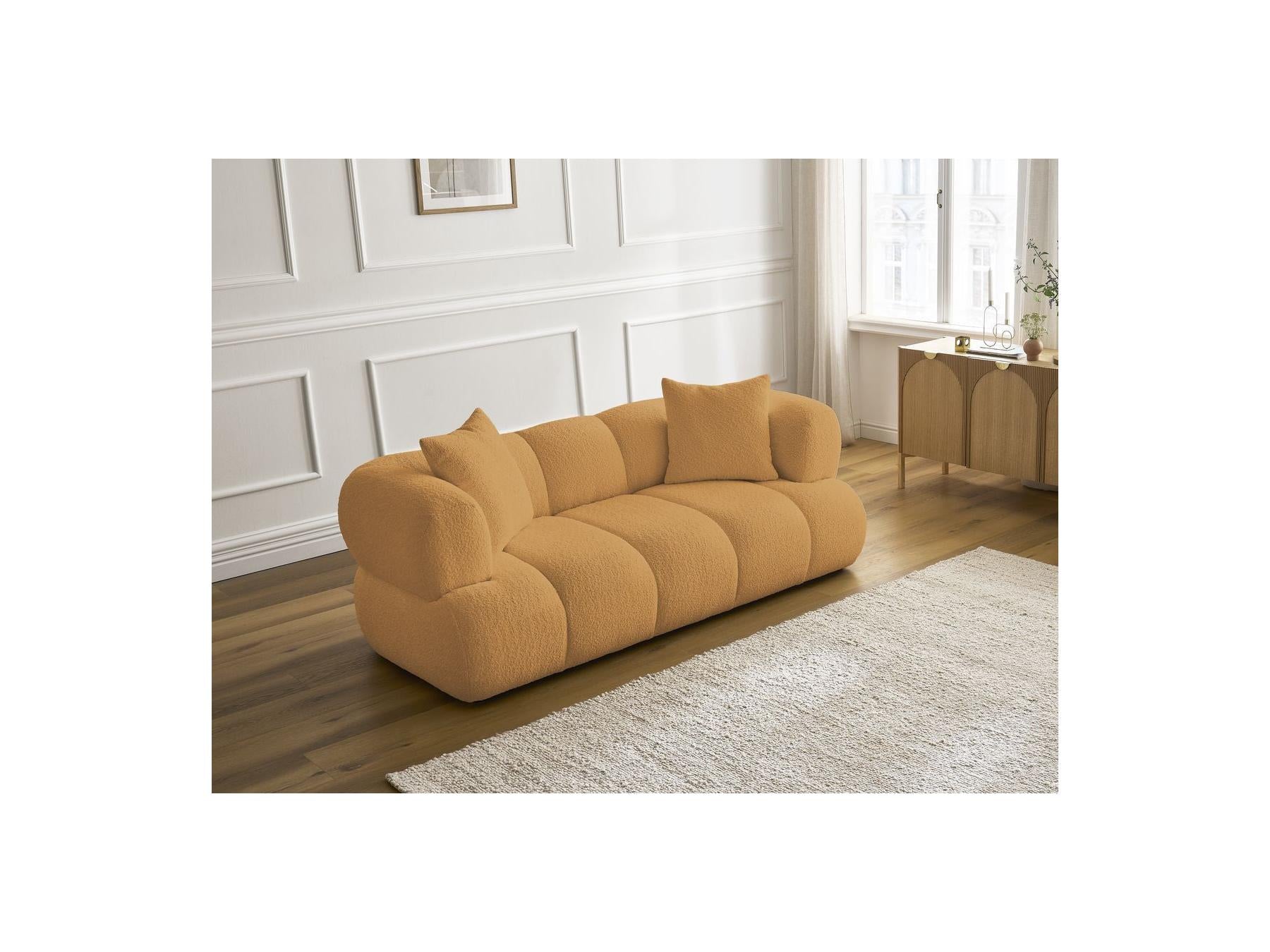 Pamira - Fixed Straight 2-Seater Sofa - Bouclé Fabric