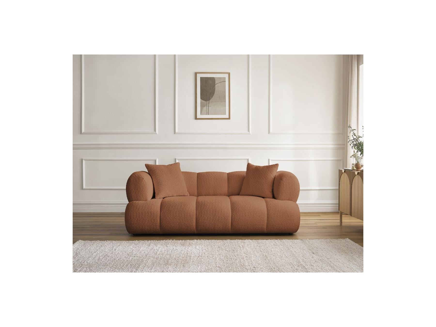 Pamira - Fixed Straight 2-Seater Sofa - Bouclé Fabric