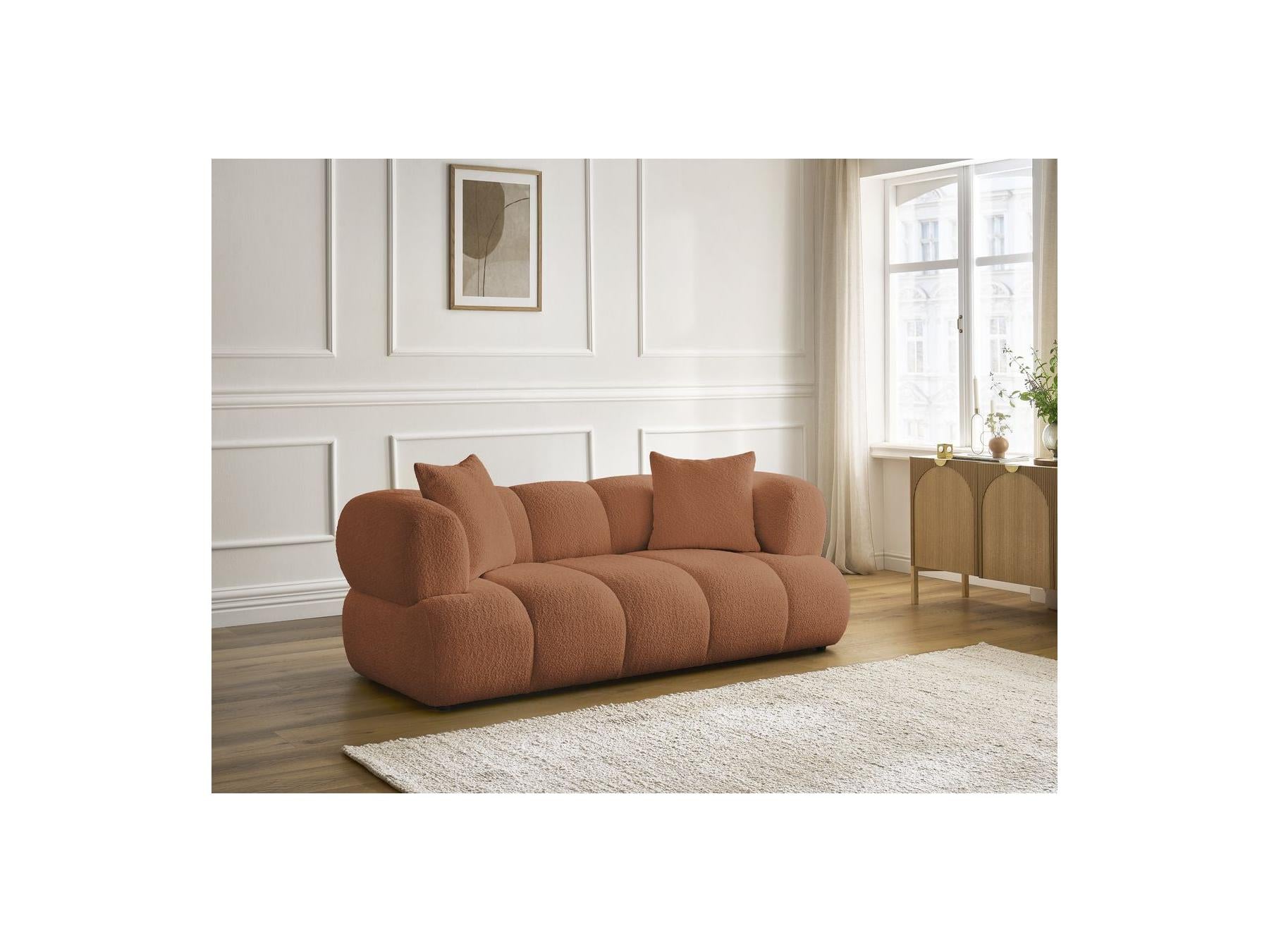 Pamira - Fixed Straight 2-Seater Sofa - Bouclé Fabric
