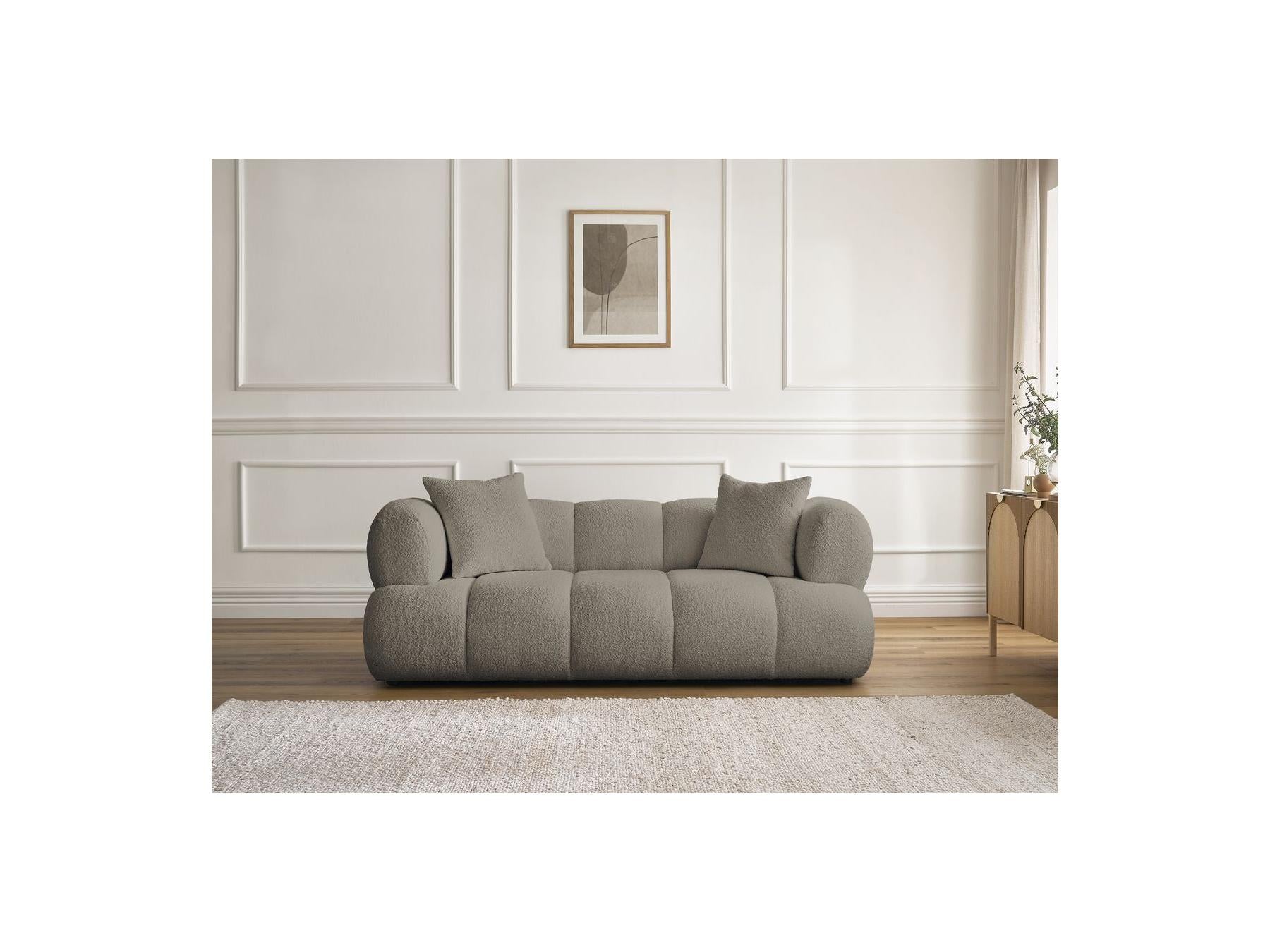Pamira - Fixed Straight 2-Seater Sofa - Bouclé Fabric