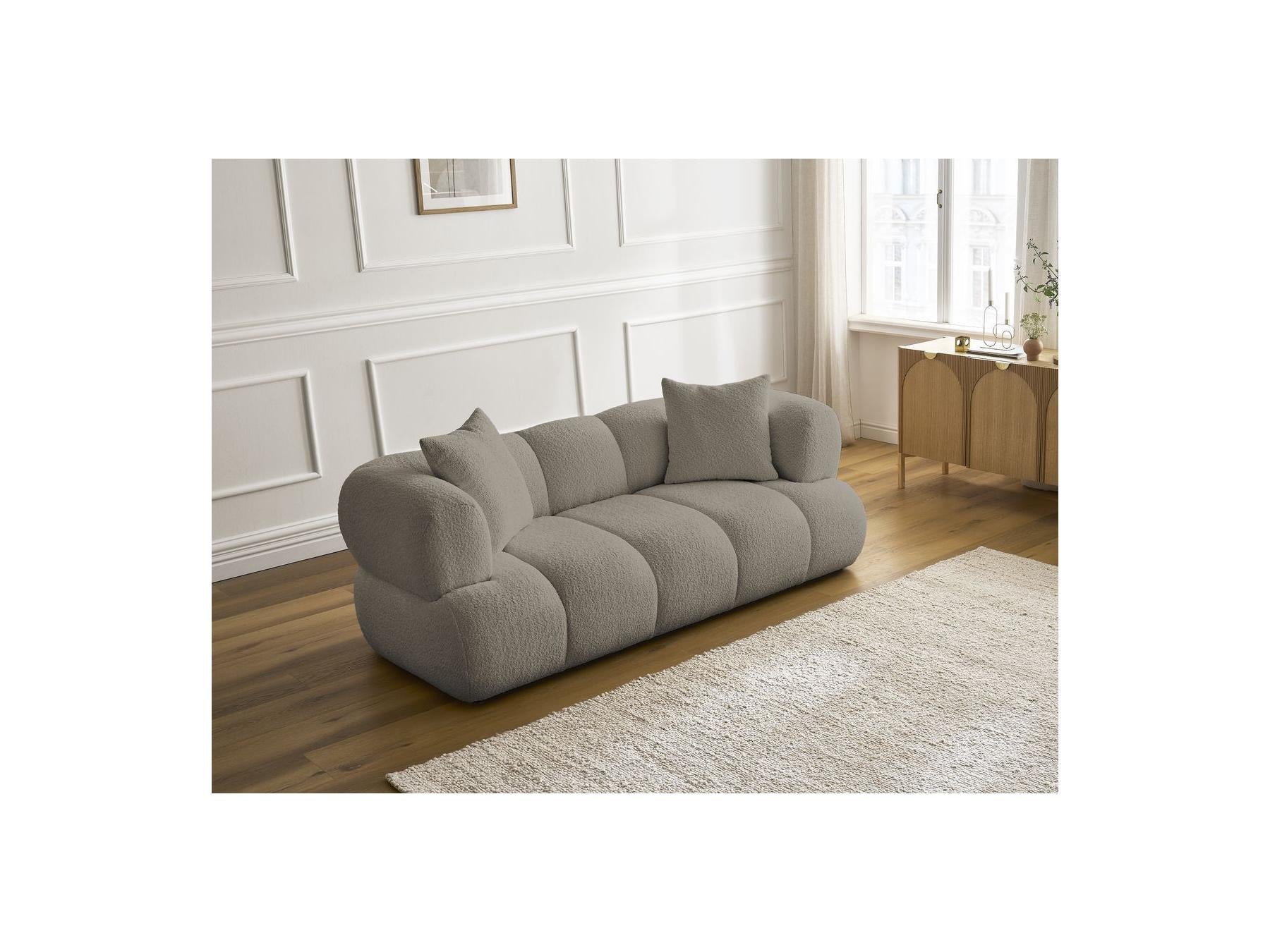 Pamira - Fixed Straight 2-Seater Sofa - Bouclé Fabric
