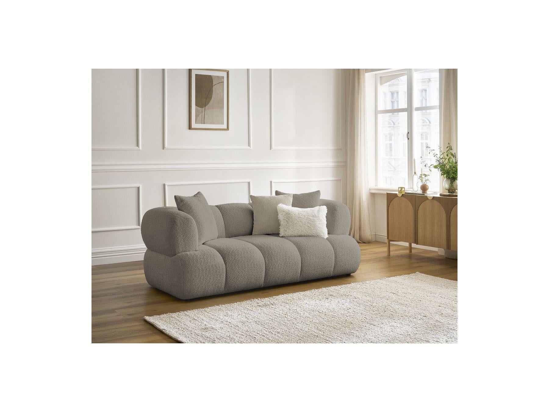 Pamira - Fixed Straight 2-Seater Sofa - Bouclé Fabric
