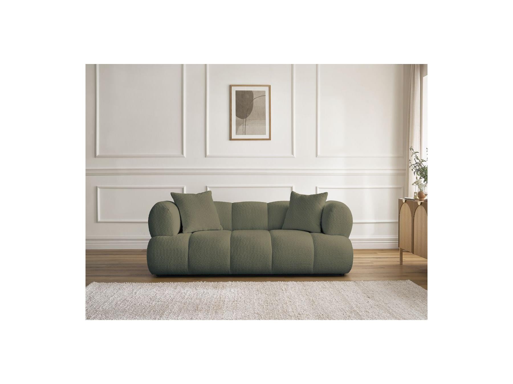 Pamira - Fixed Straight 2-Seater Sofa - Bouclé Fabric