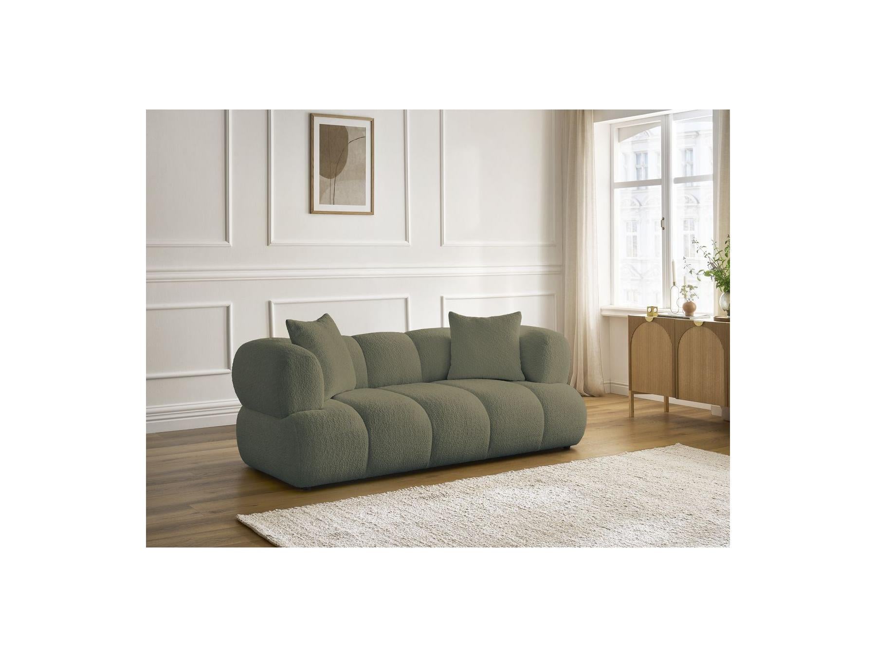 Pamira - Fixed Straight 2-Seater Sofa - Bouclé Fabric