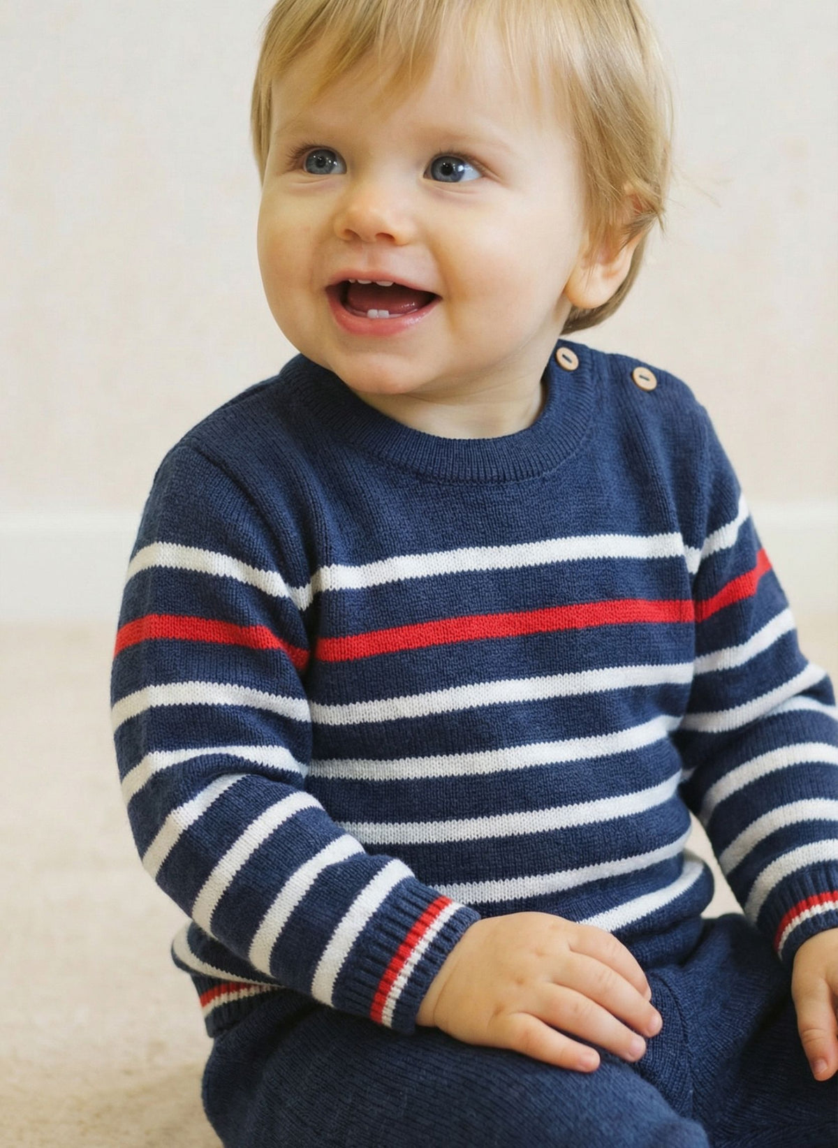 Pull Bébé Carnac - Marine Oatmilk Gitane