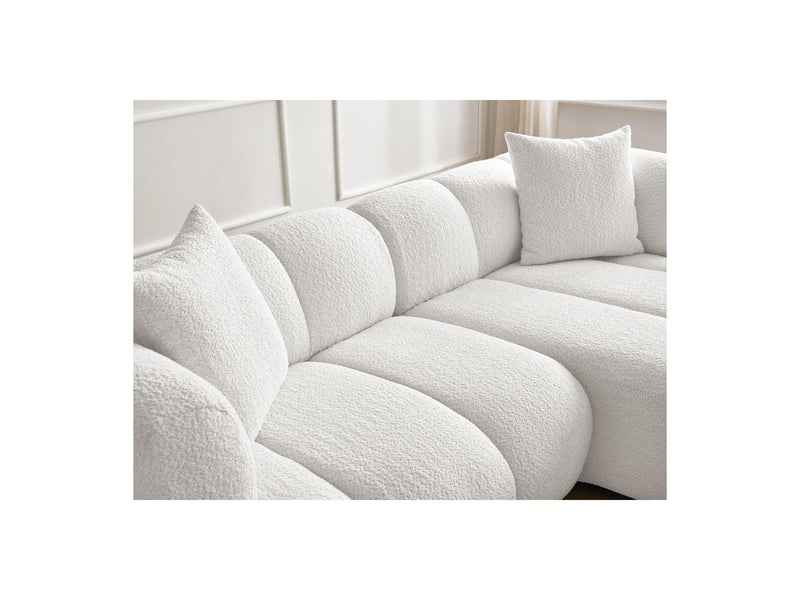 Canapé D'Angle Fixe - Pamira - Tissu Bouclette - Angle Droit