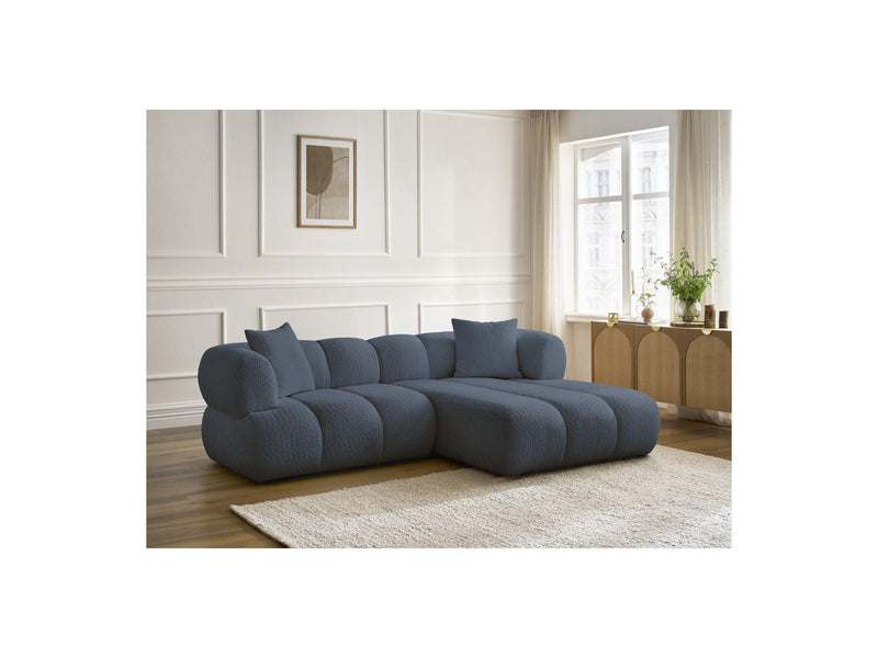 Canapé D'Angle Fixe - Pamira - Tissu Bouclette - Angle Droit