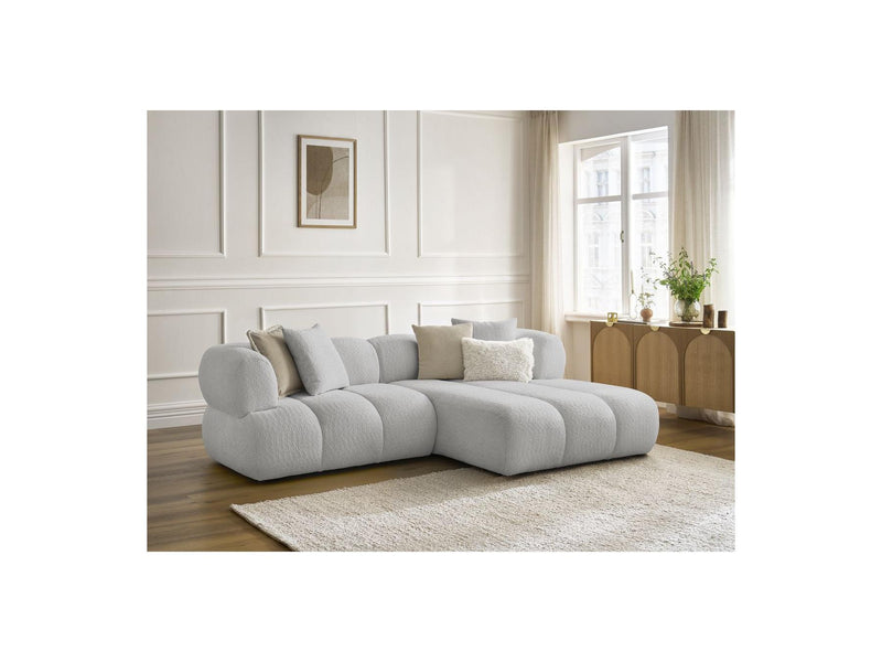 Canapé D'Angle Fixe - Pamira - Tissu Bouclette - Angle Droit