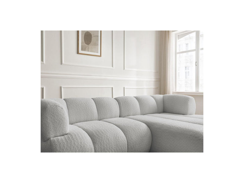 Canapé D'Angle Fixe - Pamira - Tissu Bouclette - Angle Droit