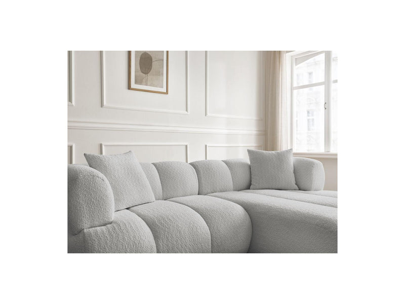 Canapé D'Angle Fixe - Pamira - Tissu Bouclette - Angle Droit