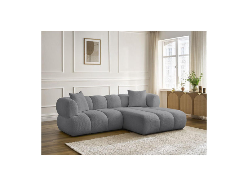 Canapé D'Angle Fixe - Pamira - Tissu Bouclette - Angle Droit