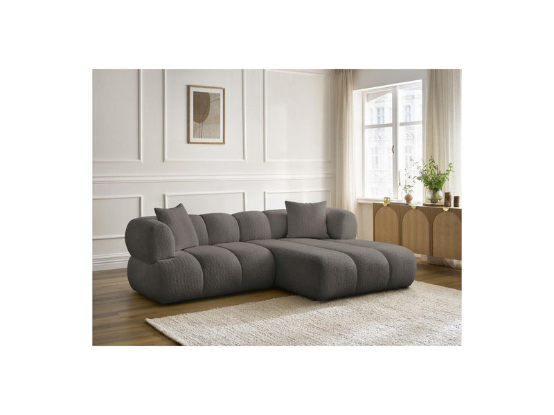 Canapé D'Angle Fixe - Pamira - Tissu Bouclette - Angle Droit