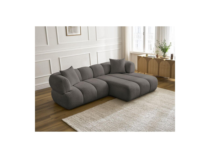 Canapé D'Angle Fixe - Pamira - Tissu Bouclette - Angle Droit
