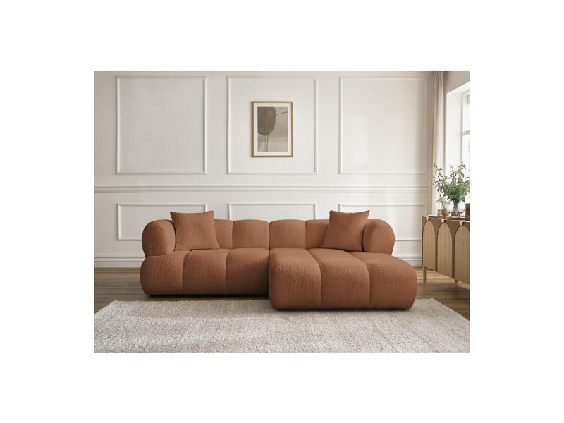 Canapé D'Angle Fixe - Pamira - Tissu Bouclette - Angle Droit