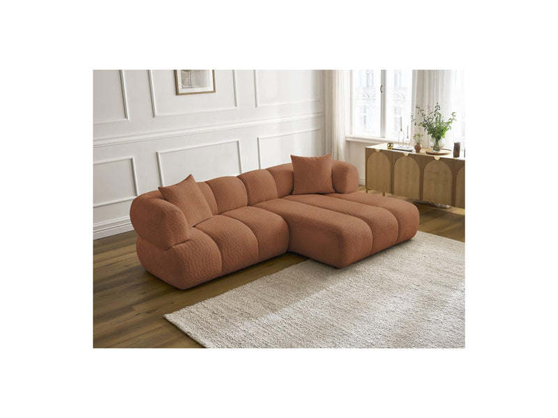 Canapé D'Angle Fixe - Pamira - Tissu Bouclette - Angle Droit