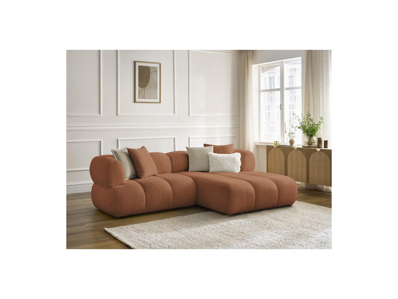 Canapé D'Angle Fixe - Pamira - Tissu Bouclette - Angle Droit