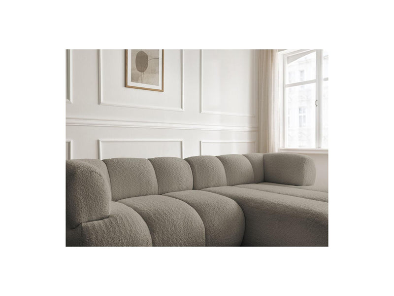 Canapé D'Angle Fixe - Pamira - Tissu Bouclette - Angle Droit