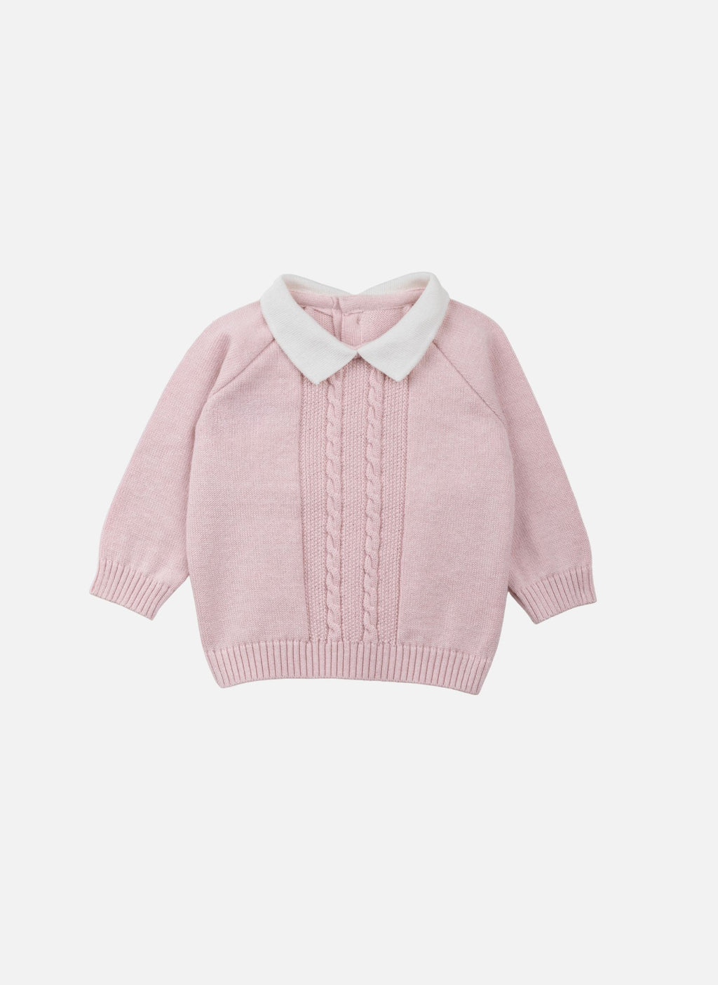 Pull Bébé Esther - Rose Poudre/Blanc