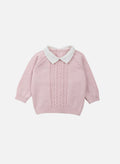 Pull Bébé Esther - Rose Poudre/Blanc