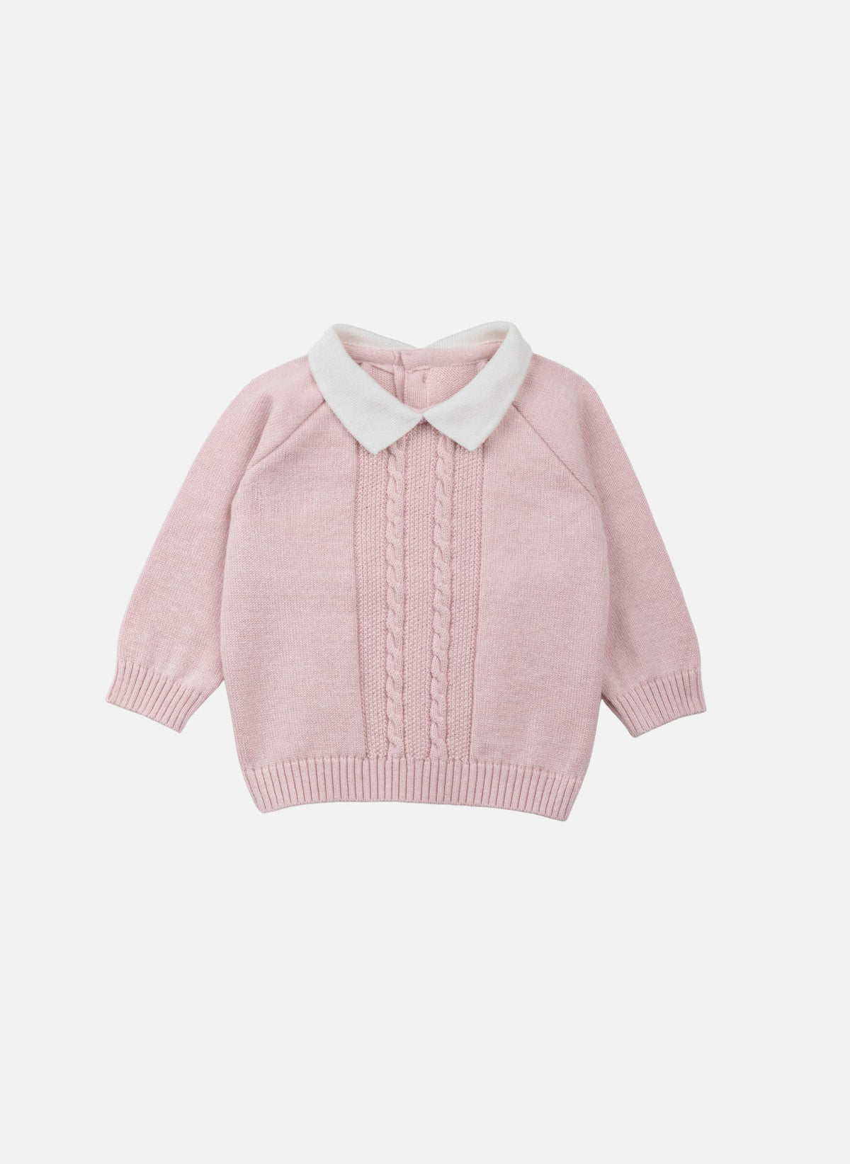 Pull Bébé Esther - Rose Poudre/Blanc