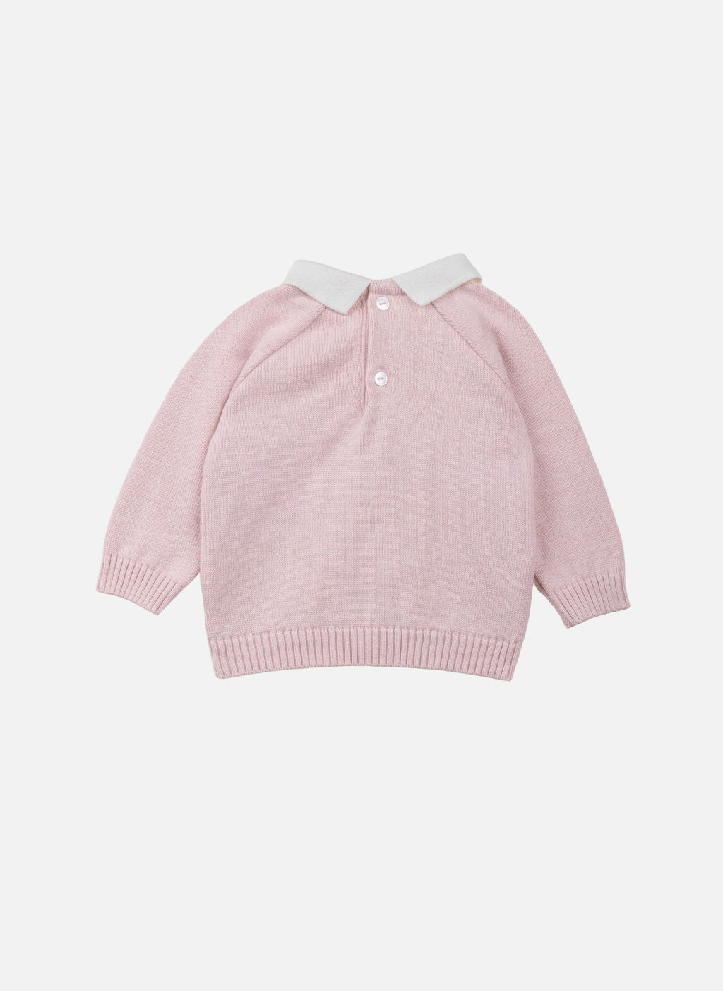 Pull Bébé Esther - Rose Poudre/Blanc
