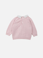 Pull Bébé Esther - Rose Poudre/Blanc