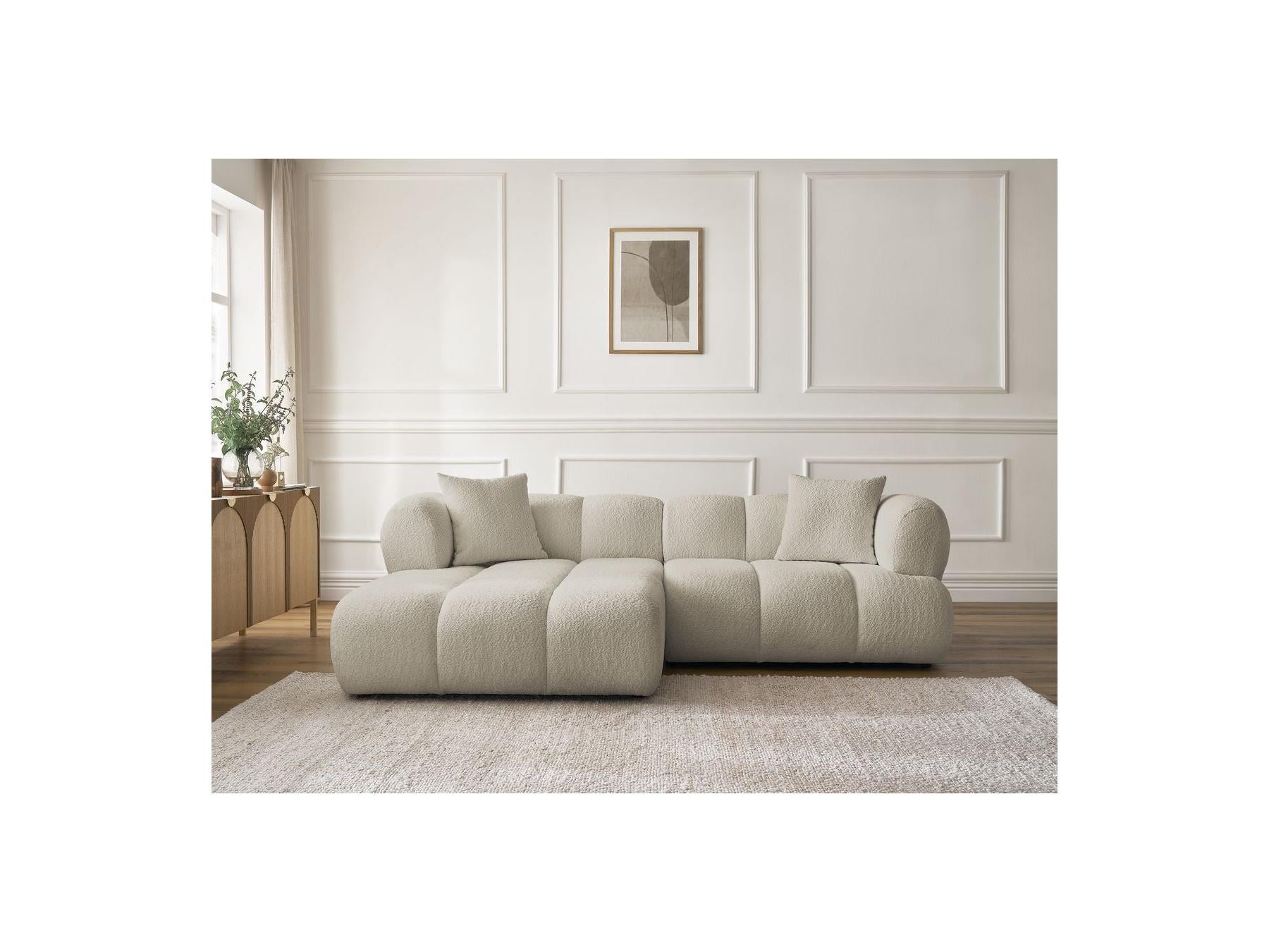 Pamira - Fixed Corner Sofa - Bouclé Fabric - Left Corner