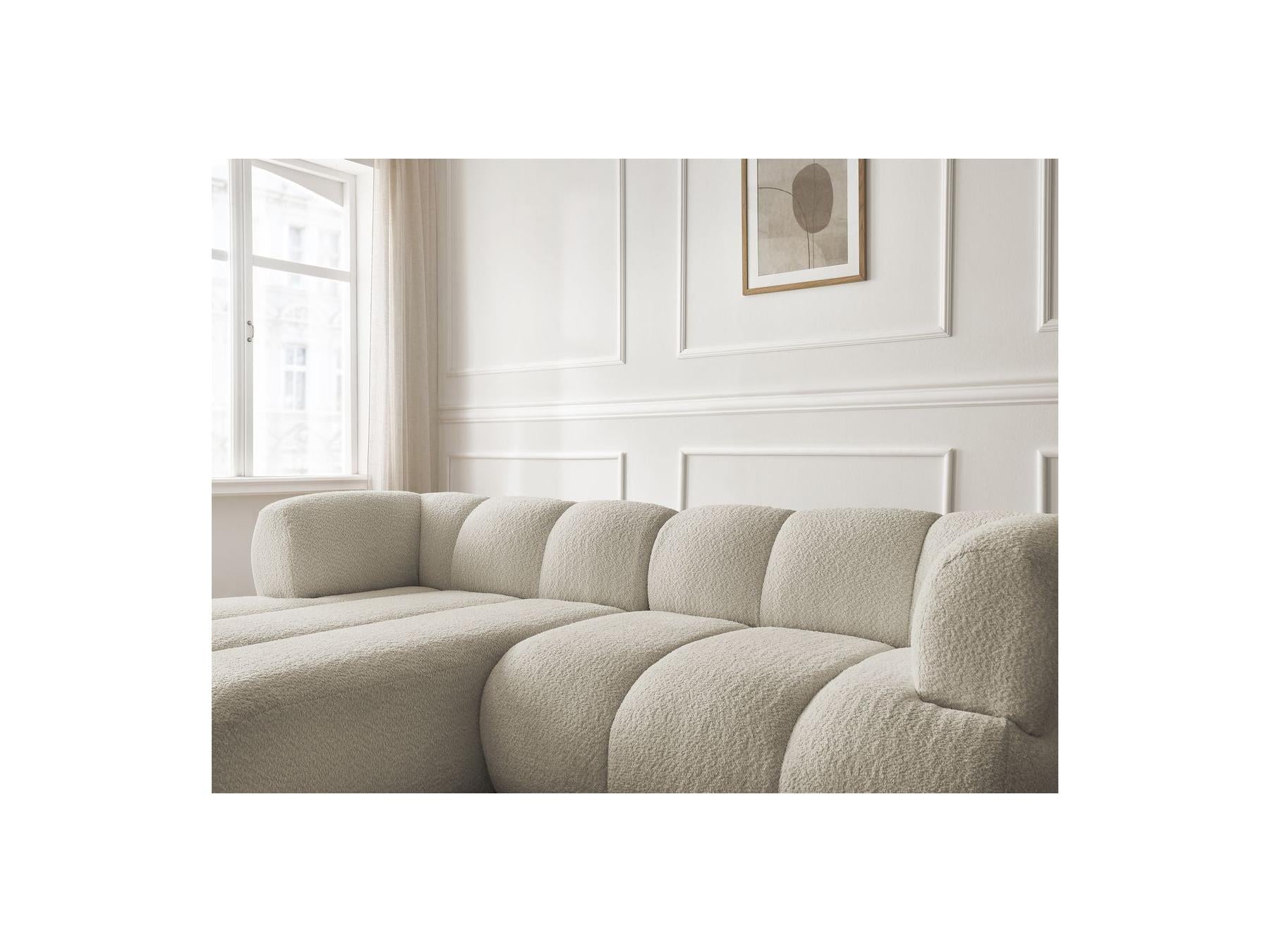 Pamira - Fixed Corner Sofa - Bouclé Fabric - Left Corner