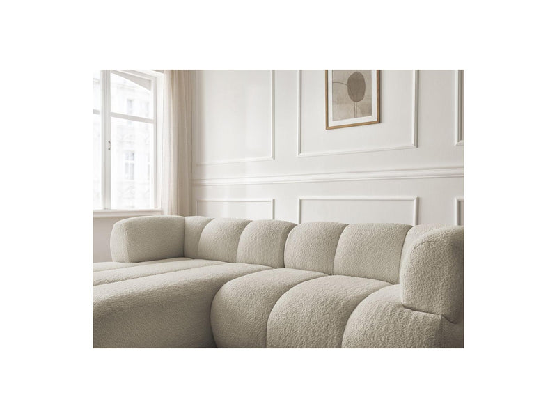 Canapé D'Angle Fixe - Pamira - Tissu Bouclette - Angle Gauche