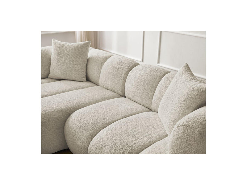 Canapé D'Angle Fixe - Pamira - Tissu Bouclette - Angle Gauche