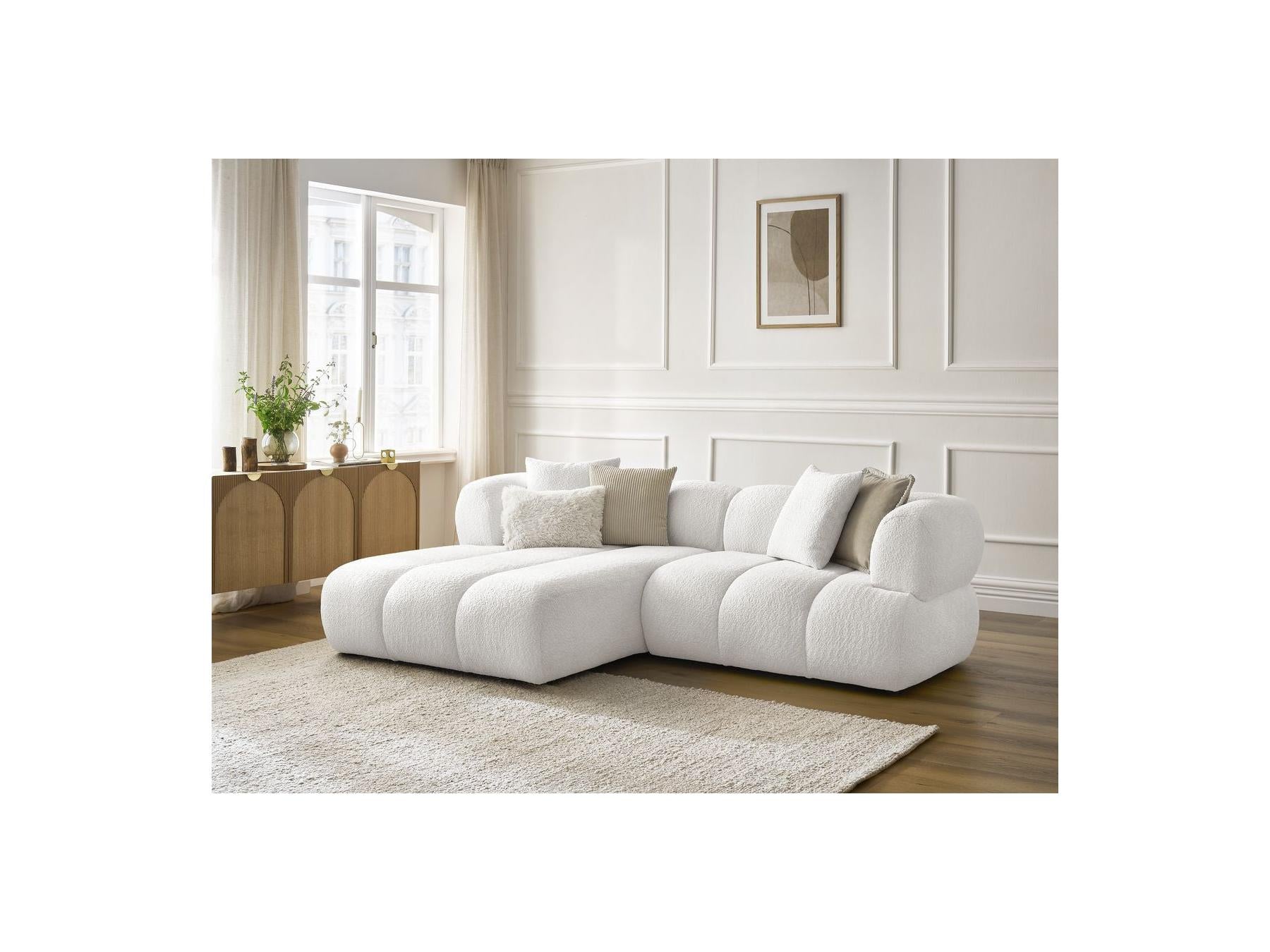 Pamira - Fixed Corner Sofa - Bouclé Fabric - Left Corner