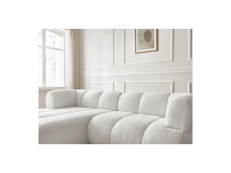 Canapé D'Angle Fixe - Pamira - Tissu Bouclette - Angle Gauche