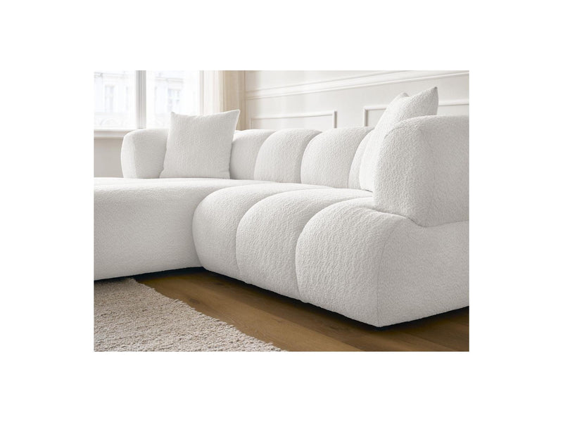 Canapé D'Angle Fixe - Pamira - Tissu Bouclette - Angle Gauche