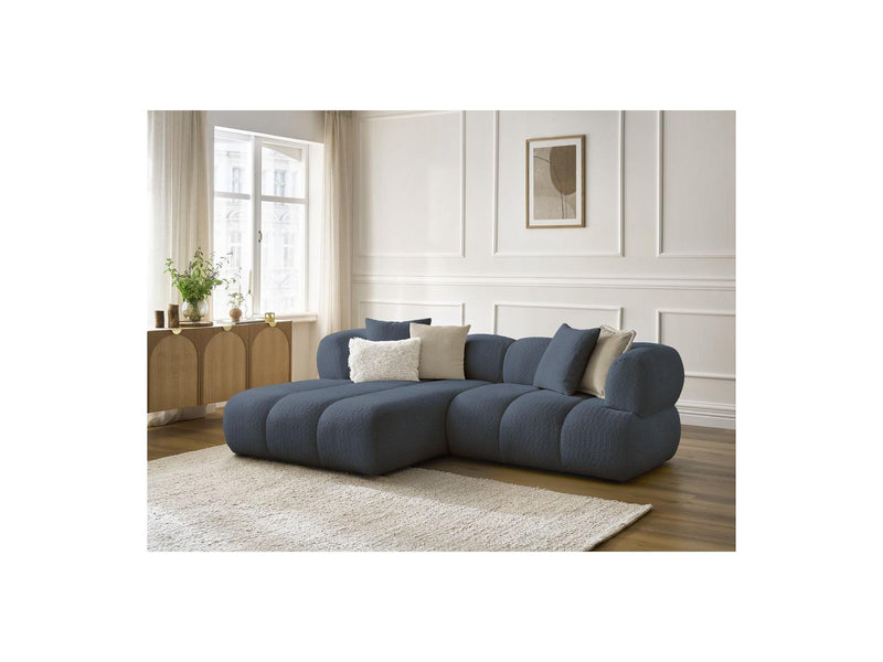 Canapé D'Angle Fixe - Pamira - Tissu Bouclette - Angle Gauche