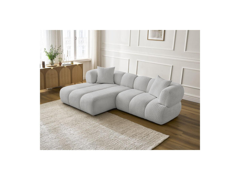 Canapé D'Angle Fixe - Pamira - Tissu Bouclette - Angle Gauche