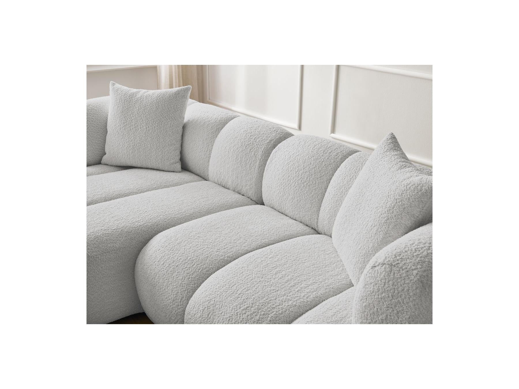 Pamira - Fixed Corner Sofa - Bouclé Fabric - Left Corner